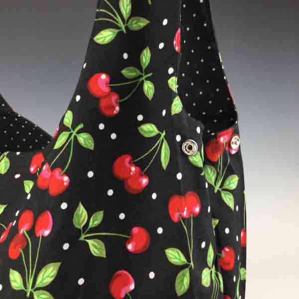 Eco Friendly FoldUp Market Bag- Cherries on Black - Image 6